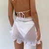 Skirts Mesh Mini Ruffle Skirts Women Cover Up Tassel Dress Bikini Solid Bathing Skirt Women Swimwear Pareo Scarf Beachwear Wrap 230510