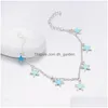 Bracelets De Cheville De Mode Lumineux Pentagramme Étoile Cheville Coeur Charme Bracelet Sandale Y Plage Jambe Chaîne Pour Les Femmes D'été Bijoux Drop Del Dhgarden Dhio1