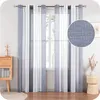 Curtain Stripe Sheer Curtains For Living Room Bedroom Tulle The Kitchen Modern Gray Linen Fabric Window Treatment Drapes