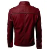 Herrenjacken PU-Lederjacke Herren Splice Mittellang Lässig Mode Stehkragen Mantel Slim Fit Jugend Windjacke Wasserdicht Frühling Herbst