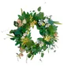 Fleurs décoratives Gazon Artificiel Simulation Marguerite Porte Décoration Mur Guirlande Printemps Et Été Rotin Cercle En Plastique Guirlandes Pendentif