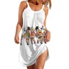 Casual Dresses Summer Beach for Women Printed Strapless Camisole Sleeveless Sling Dress Fashionable 23