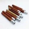 Natural Wooden Mini Smoking Tube Dry Herb Tobacco Filter Aluminium Digger Catcher Taster Bat One Hitter Portable Handpipes Hand Tips Cigarette Wood Pipes Holder