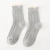 Kadın SOCKS 2023 Dantel İşçilik Fırçaları Katı Pamuk Nefes Alabilir Harajuku Vintage Street Giyim Mürettebatı Çorap Japon Kawaii Sevimli Kadınlar