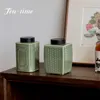 Teaware Retro Yue Kiln Celadon Begonia Tea Pot Household Tea Storage Jar Dried Fruit Tank Ceramic Sealed Pot Japanese Small Tea Caddies