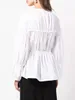 Women's TShirt T0ve SpringSummer Women Shirt Blouse Cotton Full Sleeve Vneck Casual Loose Ribbons Ruffles Waist Ruched Oversize 230510