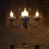 Żyrandole czarne retro E14 Candle żyrandol do wystroju domowego stolika w zawieszce Restauracja El Bar zawieszenia