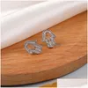 Stud Fashion Hollow Hand Zircon Boucles d'oreilles Cz Micro Pave Gold / Sier Pour Femmes Brincos Party Jewelry New Drop Delivery Dhgarden Dhwz2