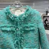 Vestes pour femmes hiver 2023 haut ensemble perle fermoir gland bavures Tweed coton court manteau veste femmes