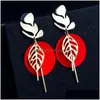 Charm New Bohemia Round Hoop Leaf Dangle Boucles D'oreilles Pour Femmes Filles Colorf Metal Charms Drop Earring Summer Beach Jewelry Party Dhgarden Dh1Sj