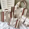 luxe Woody draagtas ontwerper Dames heren canvas linnen grote bakken handtas mode winkelen medium linnen strand reistassen Clutch Crossbody schouderwerk nylon tas