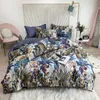 Ensembles de literie Multic couleur Feuille Oiseaux imprimer Ensemble De Luxe Coton Égyptien Doux Reine King size Drap de Lit Housse de Couette ensemble 230510