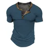 RUKAS Hemd Henry T-Shirt Leinen gewebt Pete Stripping Henry Outdoor Urlaub Kurzarm Knopf Kleidung Mode Original Muster Klassisch