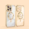 Magnetic Wireless Charging Bling Cases For Iphone 15 14 Plus 13 Pro Max 12 11 Love Heart Soft TPU Luxury Sparkle Transparent Plating Chromed Plating Fine Hole Cover