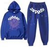 Mens Tracksuits Blue SP5DER 555555 HOUDIE MEN KVINNA TRACKSUT SPIDER WEBPTYCK PANTER OCH SPORTSWEAR Streetwear Young Thug Pullover Set 230303