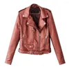 Racing Jackets .2023 Autumn Short Faux Soft Leather Jacket Women Fashion Zipper Motorcycle PU Ladies Basic Street Coat