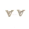 Fashion V Letter Studs Brincos de grife clássico de mulheres de estilo multi-estilo Womens Brincos pendentes de jóias de jóias de cristal acessórios