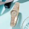 Armbandsur Gold Watch Fashion Small Diamond Steel Luminous Women's Quartz armbandsur för kvinnliga damklänning