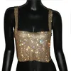 Womens Tanks Camis Bling s Party Crop Top Fashion Solid Backless Straps Full Diamonds Paillettes Cami Ritagliata per le donne 230509