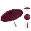 Umbrellas Fully Automatic Men Women Strong Frame 10Ribs Three Folding Windproof Big Parasol Portable Resistant Umbrella for Rain 230510