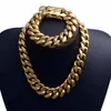 Chains 22mm Stainless Steel Miami Curb Cuban Chain Necklace Boys Men Gold Color Hip Hop Dragon Lock Clasp Top Jewelry 18 K Bracelet