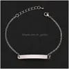 Chain New High Quality Stainless Steel Curved Blank Bar Charm Bracelets Jewelry Custom Engraving Bracelet For Women Fashion D Dhgarden Dhmjj