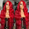 180 dichtheid Braziliaanse Rode 13X4 Kant Frontale Pruiken Gekleurde Lace Front simulatie Menselijk Haar voor Vrouwen Zwart/Blond/Bruin/Grijs synthetische Pruik Met Babyhair