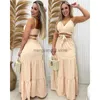 Zweiteiliges Kleid, zweiteilige Sets, Damen-Outfits, Sommermode, Neuankömmling, V-Ausschnitt, ärmelloses, kurzes Oberteil, Weste, lässig, hohe Taille, Swing-Rock-Set T230510