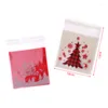 Gift Wrap 100Pcs Christmas Candy Cookie Self-Adhesive Bags Packaging Snack Baking Bag Year Xmas Supplies