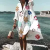 Traje de baño de mujer 2023 largo suelto para playa mujeres traje de baño cubrir mujer Bikini cubrir ropa de playa blusa Saida de Praia 230510