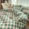 Set di biancheria da letto Scacchiera Pinted Bedding Set con copripiumino Lenzuolo piatto Federa Bambini Ragazze Ragazzi Single Double King Size Biancheria da letto 230510