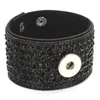 Charme Armbänder 10 teile/los Großhandel Breite Strass Armband Samt 18mm Druckknopf Fit Tasten Schmuck Für Frauen