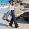 レディースパンツS Celana Pantai Kaki Lebar Linen Katun Kasual Pantalon Longgar Boho Olahraga Pinggang Tinggi Baggy Lurus Solid Wanita 230510