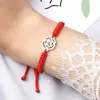 Strand Red Black Line Gevlochten armband Charm Bloemen Verstelbare handgemaakte mode Lucky armbanden Bnamels Men Men Women Yoga sieraden geschenken