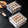 Plastic Transparent Egg Storage Box Double Drawer Refrigerator Crisper Kitchen Egg Boxes