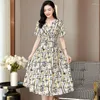 Partykleider Chic und elegante Frau Blumenkleid koreanischer Stil 2023 beiläufig lang für Frauen Sommer Vintage Kleidung Hohe Qualität