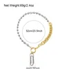 Chains AENSOA Trendy Crystal Paper Clip Shape Pendant Necklace For Women Personality Fashion Pin Silver Color Knot Chain Gold
