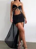 Ensembles de robe deux pièces Femmes Été Y2K Esthétique Grunge Sexy Clubwear Halter Cut Out Bandage Tops Jupes Moulantes avec Mesh Coverups 230509