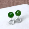 Dingle örhängen s925 med certifikat sterling silver naturlig kinesisk hetisk gröna jade kvinnor