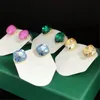 Boucles d'oreilles en cristal carré de luxe pour femmes délicats simples nouveaux bijoux vert ciel bleu jaune rose vif