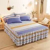 Bed rok 3 stks set huidvriendelijke zacht schuurprinses spread 1 st bloemen bed rok2pcs kussentje king queen size bruiloft bedapread 230510