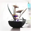 装飾的なオブジェクト図形の屋内水噴水ロティュス噴水樹脂クラフトギフトFeng Shui Wheel Desktop for Home Office Teah Dh0pk