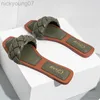 Slippels vrouwen weven slippers platte sandalen open tenen vierkant zacht groen voetkussen vrijetijdsgrote 37-42 slippers kantoor dames slippers y23