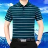 Männer Polos Pirkasan Seide T-shirt Kurzarm Lose Mittleren Alters High-end-Shirt Sommer Papa Revers