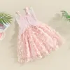 Flickklänningar Butterfly Wings Princess Dress for Kids Baby Summer Sleeveless Suspender Tulle Tutu Birthday Party Beach A-Line