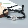 Strand röd svart linje flätad armband charm blommor justerbar handgjorda mode lyckliga armband armband män kvinnor yoga smycken gåvor