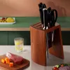 Organizzazione Portacoltelli da cucina Scaffale per coltelli multiuso a prova di muffa cava in legno Scaffale per coltelli durevole da tavolo verticale Supporto per chef Magnete a blocco