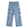 Jeans pour hommes jambe détachable hommes Streetwear mode Hip Hop lâche décontracté Vintage Denim pantalon 2 Style Cargo pantalon mâle