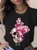 Kvinnors t-shirt ny sommarskalle blommor mode kvinnor t-shirt grafisk t-shirt lady harajuku topps 90-tal kort ärm roliga tee skjortor flickor kläder p230510