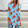 Abiti casual 2023 Primavera / Estate Gonna a trapezio da donna Frutta Ananas Stampa 3D Spiaggia Girocollo Pullover Top a maniche lunghe